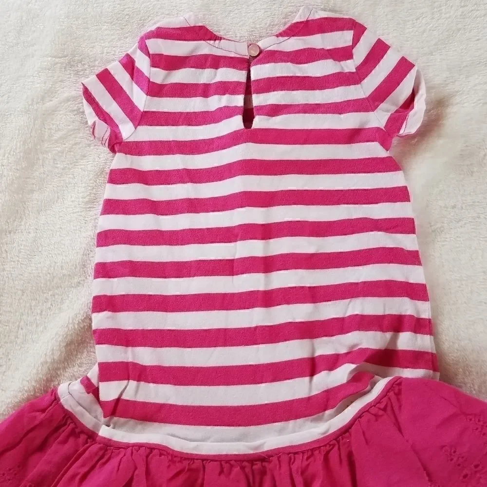 Ralph Lauren Pink Striped Eyelet Lace Trim Tee Dre